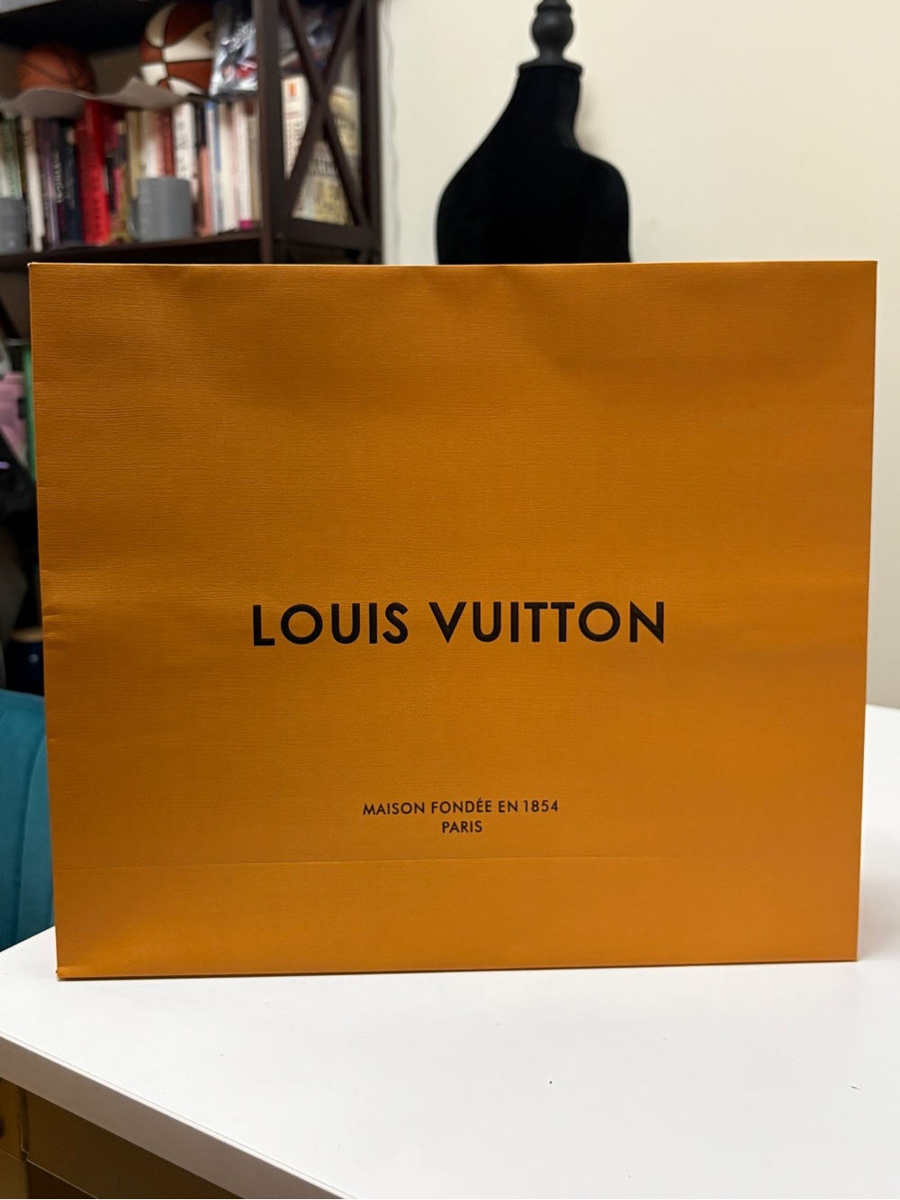 Medium Louis Vuitton Orange and Black Logo Shopping Bag